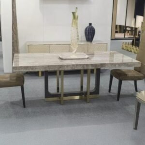Harry Marble Dining Table with Metal Pedestal Base - Variation Available