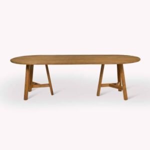 Hawthorne Outdoor Oval Dining Table Natural Teak Wood