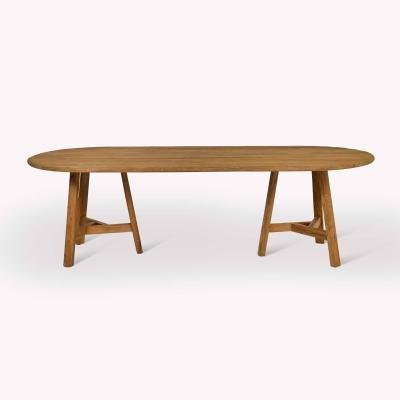 Hawthorne Outdoor Oval Dining Table Natural Teak Wood