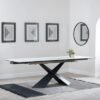 Hayden 6-10 Seater White Ceramic Extending Dining Table with Black Cross Base