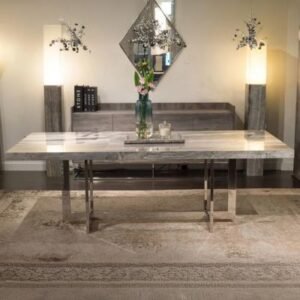 Horizon Marble Dining Table with Chrome Pedestal Base - Variation Available