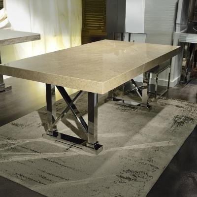 Impero Marble Pedestal Dining Table with Stainless Steel Base - Variation Available