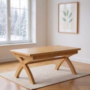 Janelle Oak 6-10 Seater Extending Dining Table with Cross Legs - 180cm-260cm