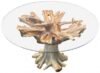 Lombok 2 Seater Teak Root and Glass Round Dining Table - 100cm