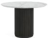 Lucas Black 4 Seater Round Fluted Dining Table with White Marble Top