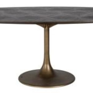 Luxor Brushed Brass Ribbed 8 Seater Oval Dining Table