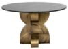 Maddox Black Marble 4 Seater Round Dining Table with Gold Pedestal Base