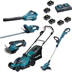 Makita 5 Piece 18v LXT Cordless Complete Garden Tool Kit 6 x 5ah Li-ion Twin or Dual Battery Charger