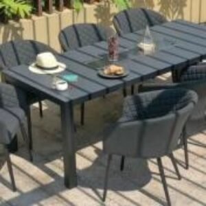 Maze Ambition Charcoal 8 Seater Fire Pit Table Garden Dining Set