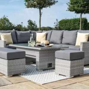 Maze Ascot Grey Rattan Rising Table Corner Garden Dining Set