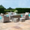 Maze Cotswold Natural Rattan 2 Seater Sofa Rising Table Garden Dining Set with Footstools