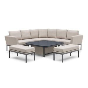 Maze Pulse Oatmeal Deluxe Square Rising Table Corner Garden Dining Set