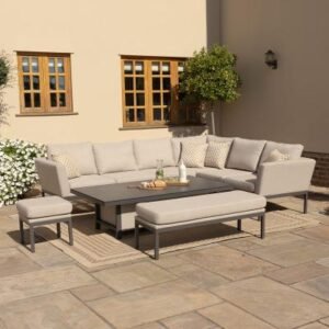 Maze Pulse Oatmeal Rising Table Corner Garden Dining Set - LH