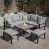 Maze Vancouver Dove Grey Square Rising Table Corner Garden Dining Set