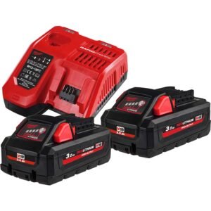 Milwaukee M18 HNRG 18v Cordless Battery Charger and Twin 3ah Batteries 3ah