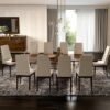 Modern Eva Walnut Italian 6-10 Seater Extending Dining Table with Gold Trim