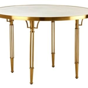 Modica White Concrete 4 Seater Dining Table with Gold Base