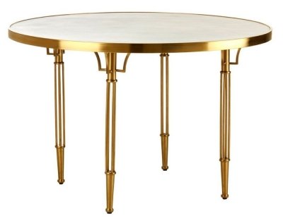 Modica White Concrete 4 Seater Dining Table with Gold Base