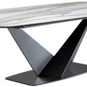 Modum Elite Bianco Antico Italian 8 Seater Ceramic Dining Table with V Base