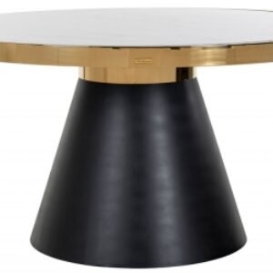 Odin White Marble Effect 6 Seater Round Pedestal Dining Table with Gold Trim