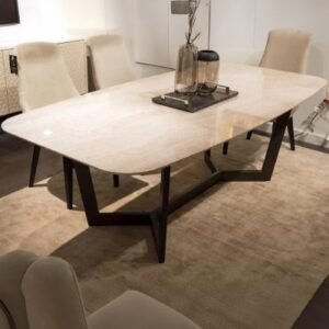 Oscar Marble Dining Table with Metal Pedestal Base - Variation Available