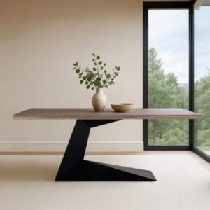 Rieti Industrial Style Acacia Wood 8 Seater Pedestal Dining Table - 200cm