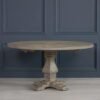 Rustic Mango Wood 6 Seater Round Pedestal Dining Table - 151cm
