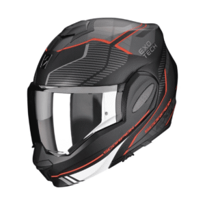 Scorpion Exo Tech Evo Animo Black Red Flip Front Motorcycle Helmet