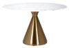 Tenille White Marble 4 Seater Round Dining Table with Gold Pedestal Base