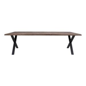 Toulon Smoked Oak 14 Seater Dining Table with Black Cross Legs - 300cm