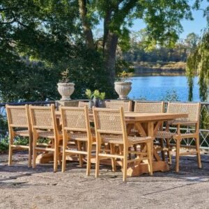 Volos Natural Teak Wood 10 Seater Garden Dining Table - 240cm