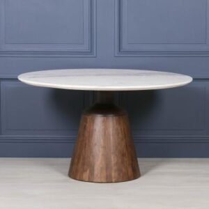 White Marble 4 Seater Round Dining Table