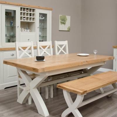 Winchcombe Painted X-Leg 8-10 Seater Extending Dining Table - 200cm-280cm