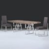 Windows Marble Dining Table with Stainless Steel Pedestal Base - Variation Available