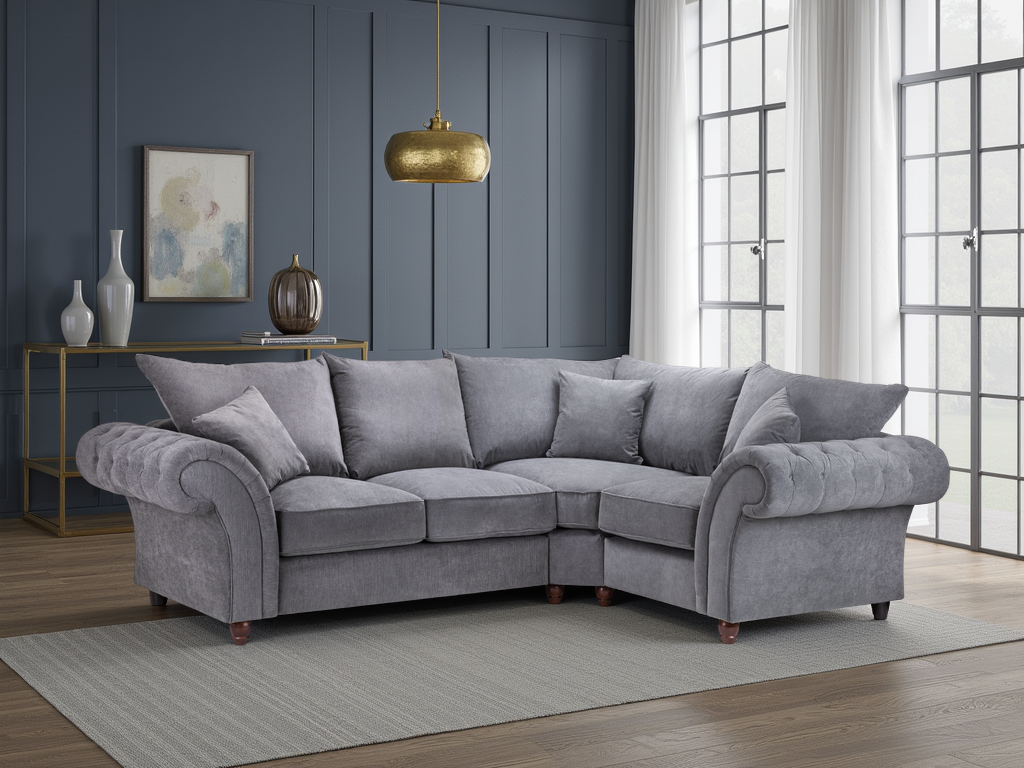 Windsor Fullback Sofa Grey Right Hand Facing Corner