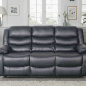 Conrad Manual Recliner Sofa Black 3 Seater