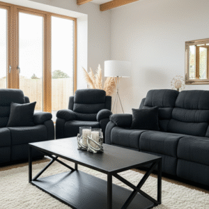 Stanley Manual Recliner Sofa Black 3+2+1