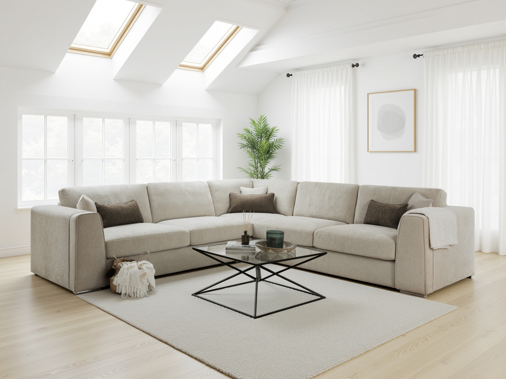 Naples Sofa Beige Large Corner