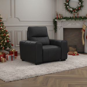 Bellagio Genuine Leather Electric Recliner Sofa Black Armchair