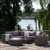 Calvi Garden Corner Lounge Sofa Set - Grey - Fabric and Polyrattan