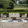 Havana Garden Sofa Set - 3 Seater - Rising Table - Natural Linen