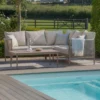 Havana Small Corner Garden Sofa Set - Coffee Table - Natural Linen