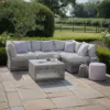 Maldives Small Corner Garden Sofa Set - Coffee Table - Ceramic Top - Cool Linen