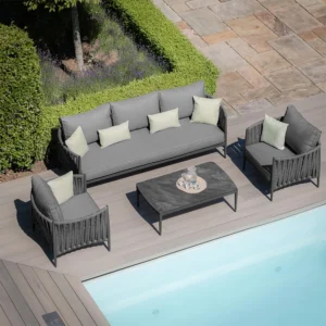 Milan Garden Sofa Set - 3 Seater - Coffee Table - Ceramic Top - Charcoal
