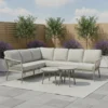 Monaco Large Corner Garden Sofa Set - Coffee Table - Ceramic Top - Cool Linen