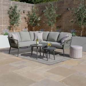 Monaco Small Corner Garden Sofa Set - Coffee Table - Ceramic Top - Ivy Green