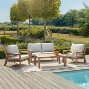 New York Garden Sofa Set - 2 Seater - Coffee Table - Wood