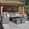 Paris Garden Sofa Dining Set - 7 Seater - Deluxe - Grey - Rattan