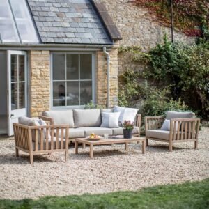 Porthallow Outdoor 3 Seater Sofa Set Natural Acacia Wood
