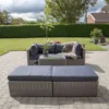 Rossi Garden Lounge Sofa Set - Grey - Fabric and Polyrattan